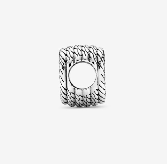 NWT Pandora Snake Chain Pattern Open Heart Charm - Picture 4 of 4